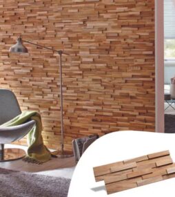 WALL!SUPPLY 0.79 in. x 7.09 in. x 19.49 in UltraWood Teak Firenze Jointless Z-shape Interlocking (10-Pack)