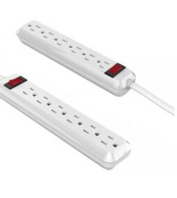 4 ft. 6-Outlet Power Strip with 45 Degree Flat Angle Plug, White (2-Pack)