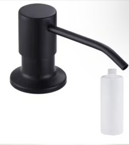 VEVETTA Matte Black Stainless Steel Soap Dispenser for Kitchen Sink with 6.6 inch Bottle