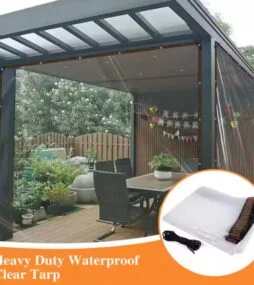 Agfabric 10 ft. x 10 ft. Clear Tarp Heavy Duty Waterproof with Eyelets for Camping, Patio Pergola Garden Canopy Rainproof Anti