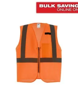 Milwaukee Small/Medium Orange Class 2 High Visibility Mesh Safety Vest with 1 Pocket
