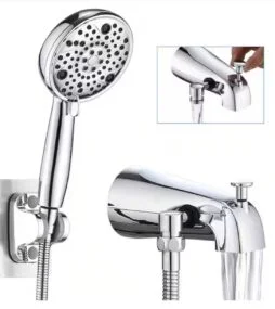 YASINU 5.12 in. Tub Spout with Diverter High Pressure Handheld Shower Head in Chrome