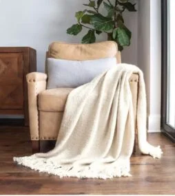 Becky Cameron Natural Slub-Yarn Throw Blanket