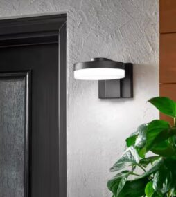 Home Decorators Collection Stanton 4.38 in. 1-Light Black LED Hardwired Outdoor Wall Light Lantern Sconce with Integrated LED Bulb