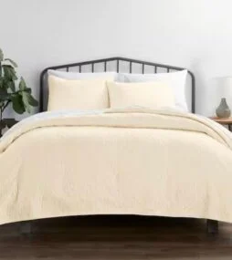 Becky Cameron Damask Yellow Microfiber Twin Performance Quilted Coverlet Set
