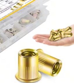 MYWISH 235-Piece Zinc-Plated Carbon Steel Rivet Nut Assortment Kit, Metric & SAE Threaded Inserts