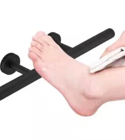BWE 12 in. Wall Mounted Corner Shower Footrest Bar for Shaving Legs in Matte Black
