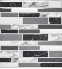 Art3d 12 in. x 12 in. Grey Marble Vinyl Peel and Stick Wall Tile Backsplash for Kitchen (10-Pack)