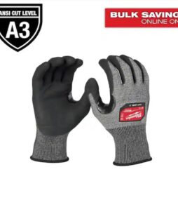 Milwaukee Large High Dexterity Cut Level 3 Resistant Nitrile Dipped Outdoor and Work Gloves